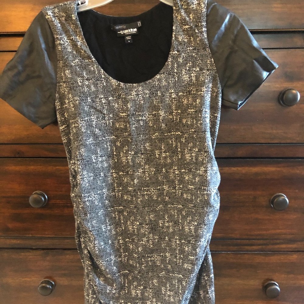 Pea in the Pod Twenty Maternity Dress Faux Leather Black S